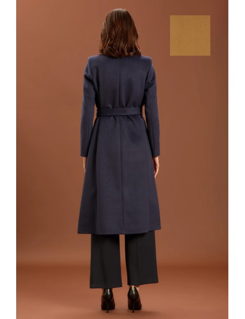 Take two - cappotto lungo con cinta dt01223 cammello