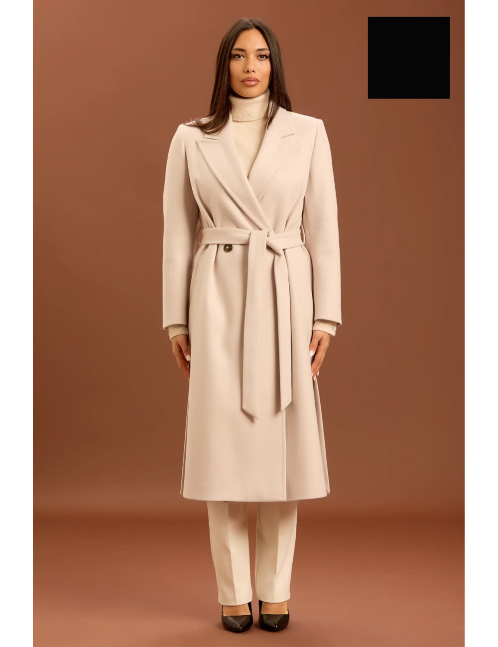 Take two - cappotto con cinta e punto mf dt01245 nero