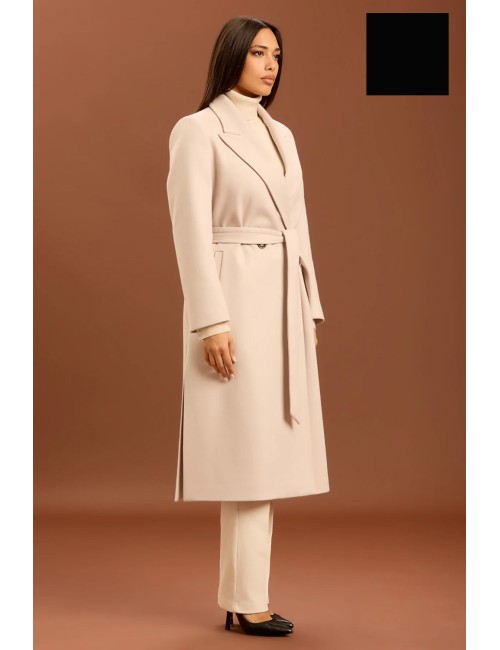 Take two - cappotto con cinta e punto mf dt01245 nero