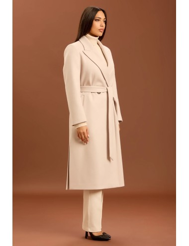 Take two - cappotto con cinta e punto mf dt01245 beige