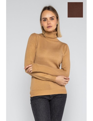 Lokita - dolcevita basic in maglia di viscosa 0090 lok56830 coccio