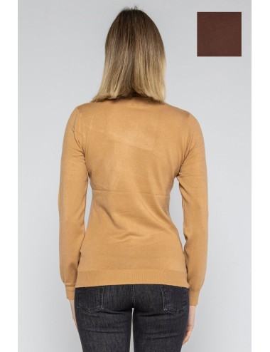 Lokita - dolcevita basic in maglia di viscosa 0090 lok56830 coccio