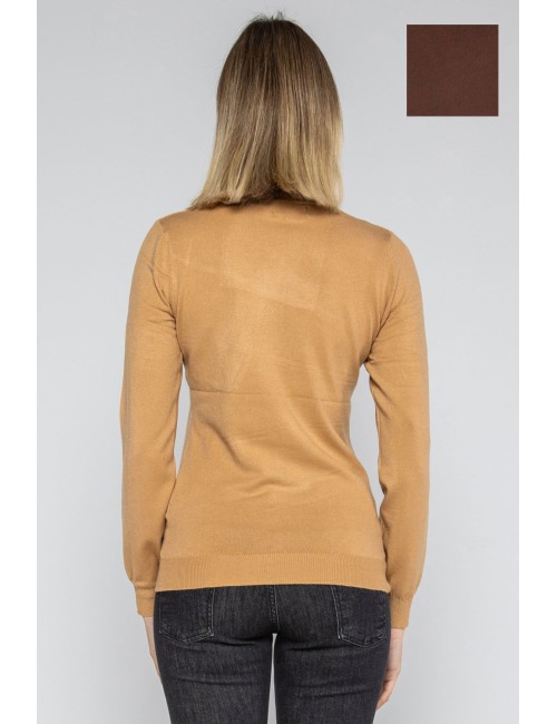 Lokita - dolcevita basic in maglia di viscosa 0090 lok56830 coccio