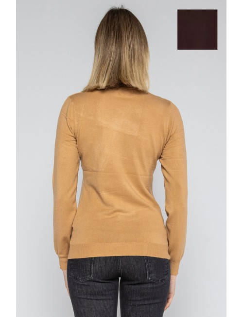 Lokita - dolcevita basic in maglia di viscosa 0090 lok56830 moro