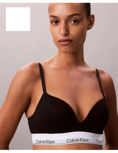 Ck - reggiseno con scollo profondo - icon cotton modall lv00qf8502-100 bianco