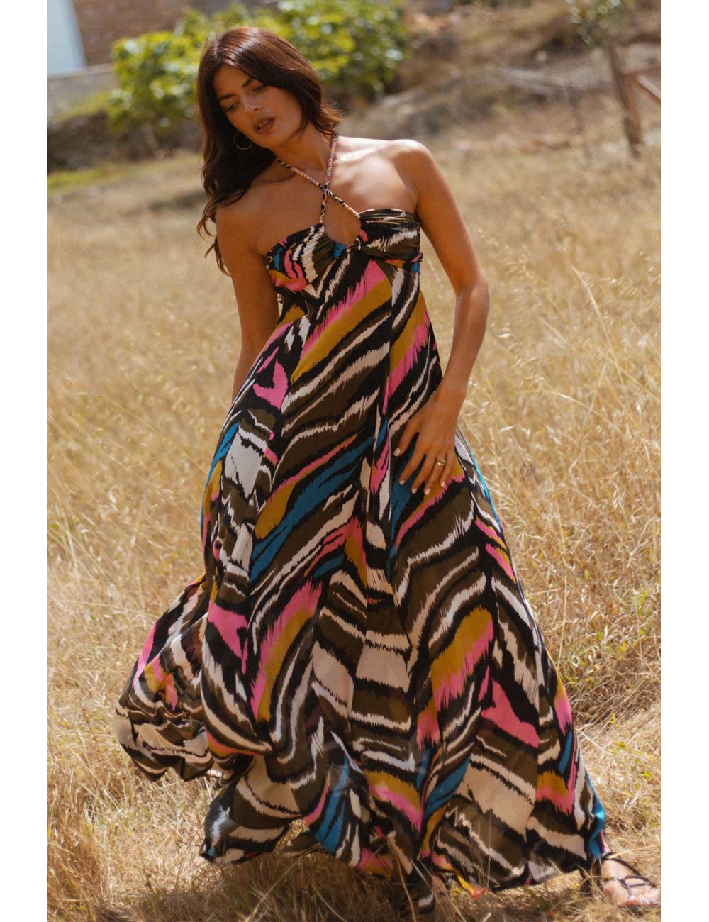 Abito lungo fantasia chloe/h tigr-v