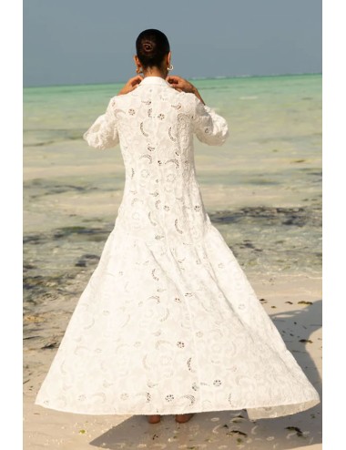 Anjuna - abito iris/we ricamato senza perline 100% cotone bianco