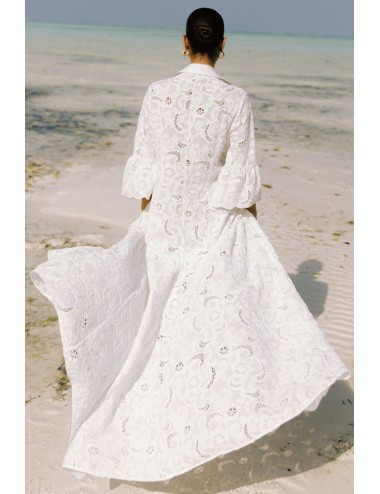Anjuna - abito iris/we ricamato senza perline 100% cotone bianco