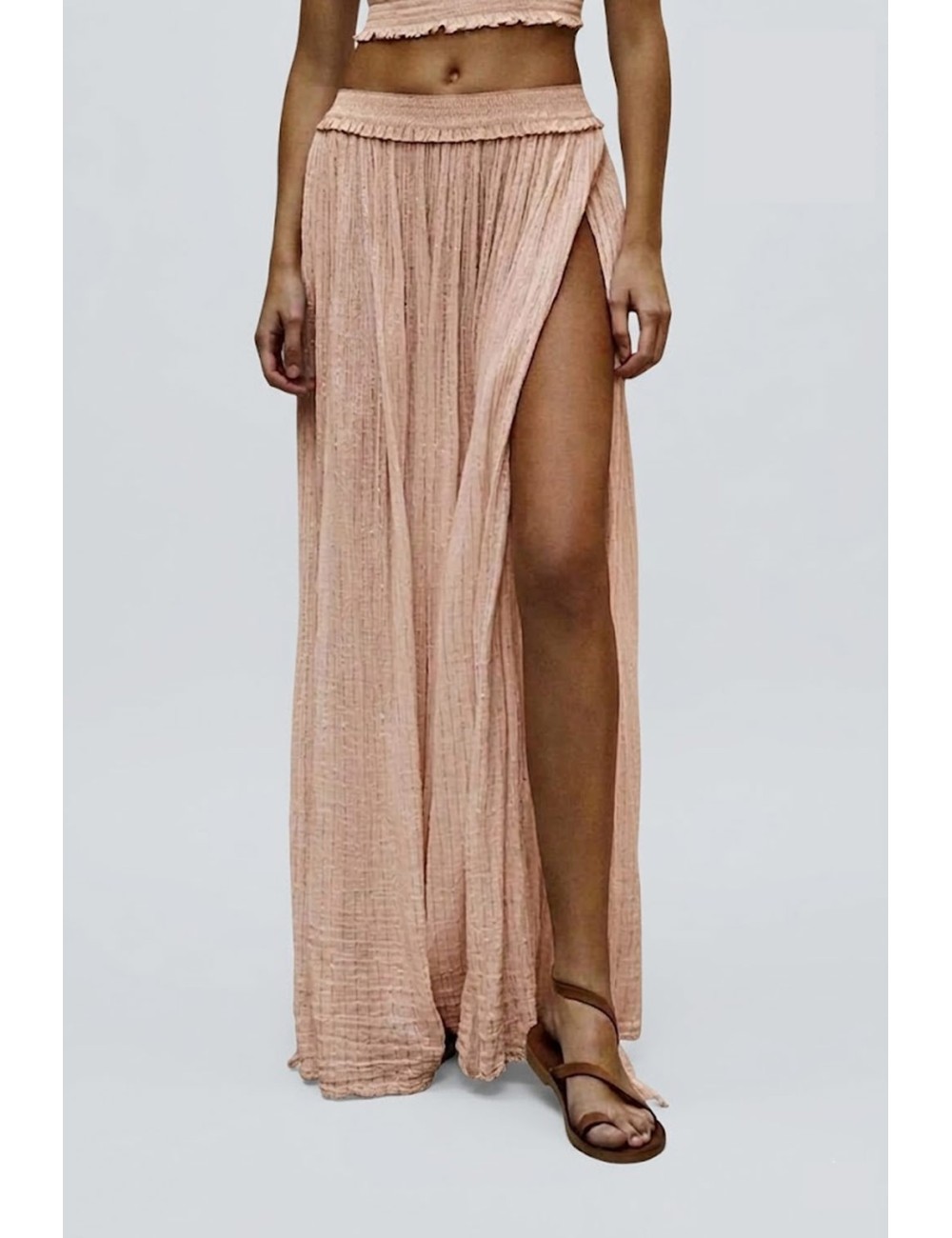 Christianzen - maxi gonna cotone garzato in lurex oro hamsa powder