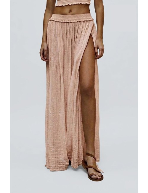 Christianzen - maxi gonna cotone garzato in lurex oro hamsa powder