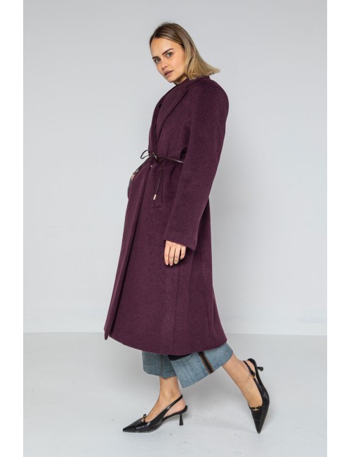 Lokita - cappotto lungo tessuto diagonale  bicolor 1194 lok07893 burgundy
