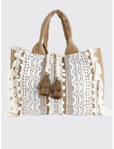 Miss bikini - borsa mare con passamaneria v6006a tex mix white