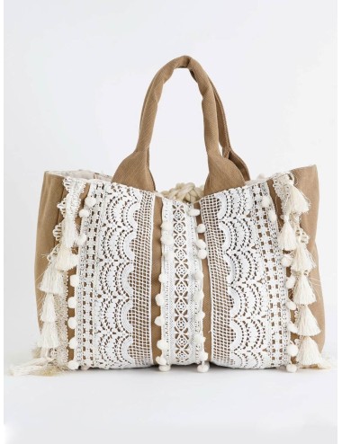 Miss bikini - borsa mare con passamaneria v6006a tex mix white