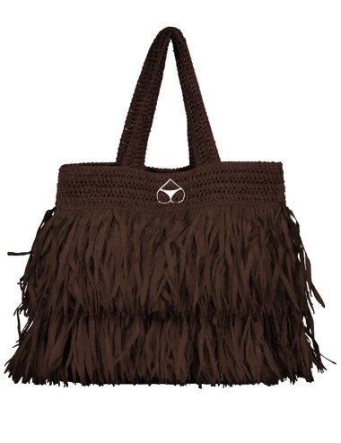 Miss bikini - borsa grande in rafia con frange v6001a tex mix moro