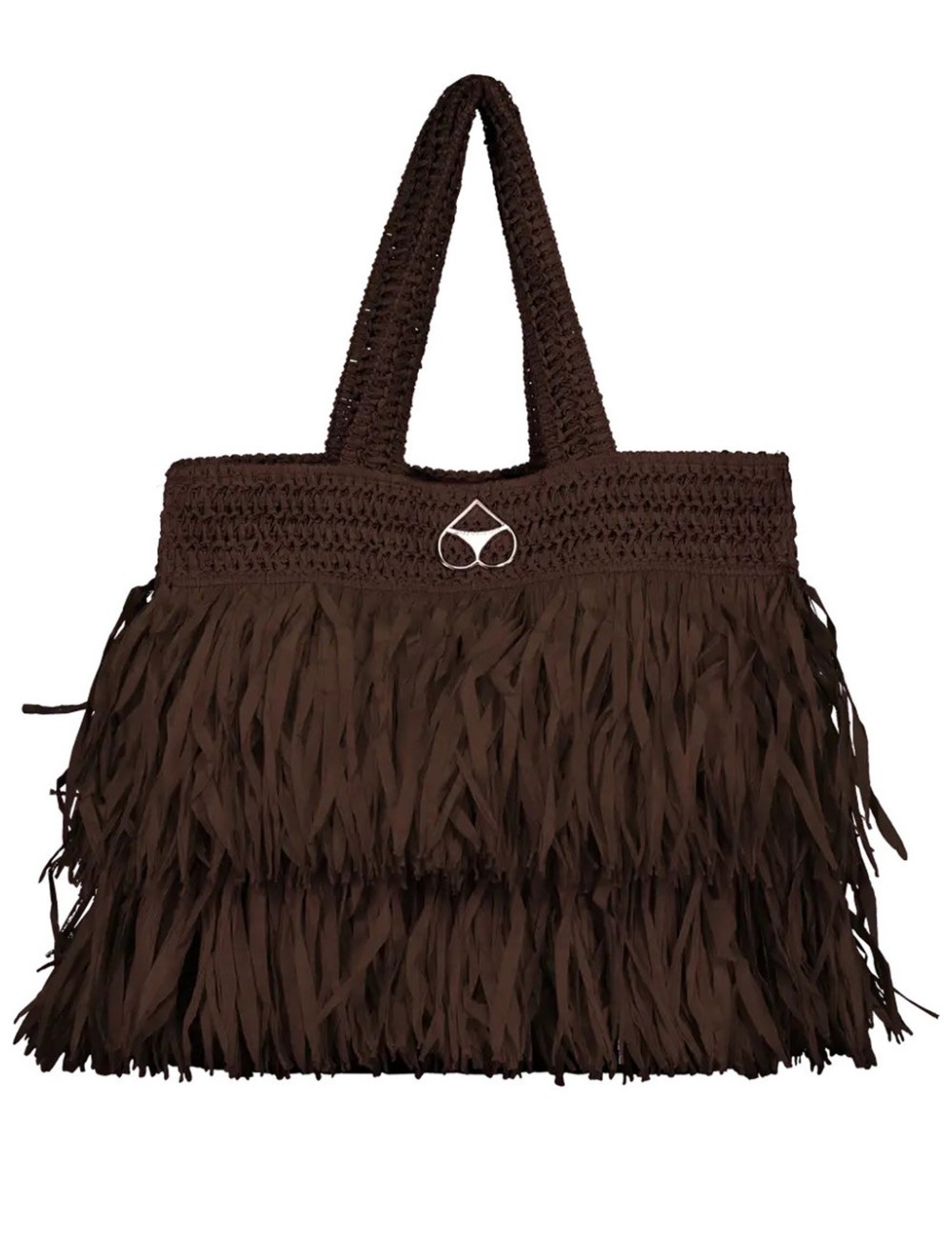 Miss bikini - borsa grande in rafia con frange v6001a tex mix moro