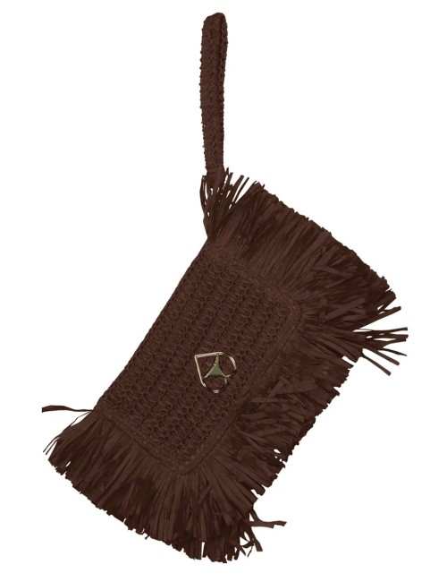 Miss bikini - pochette in rafia con frange v6002a tex mix moro