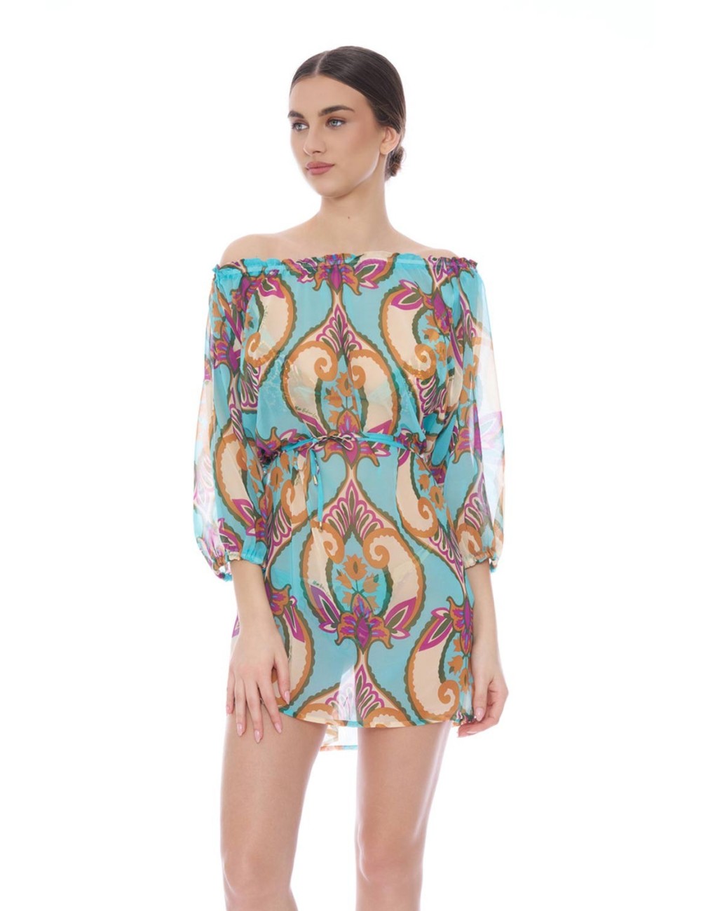 Miss bikini - abito corto scollo arricciato v6002d sila datu