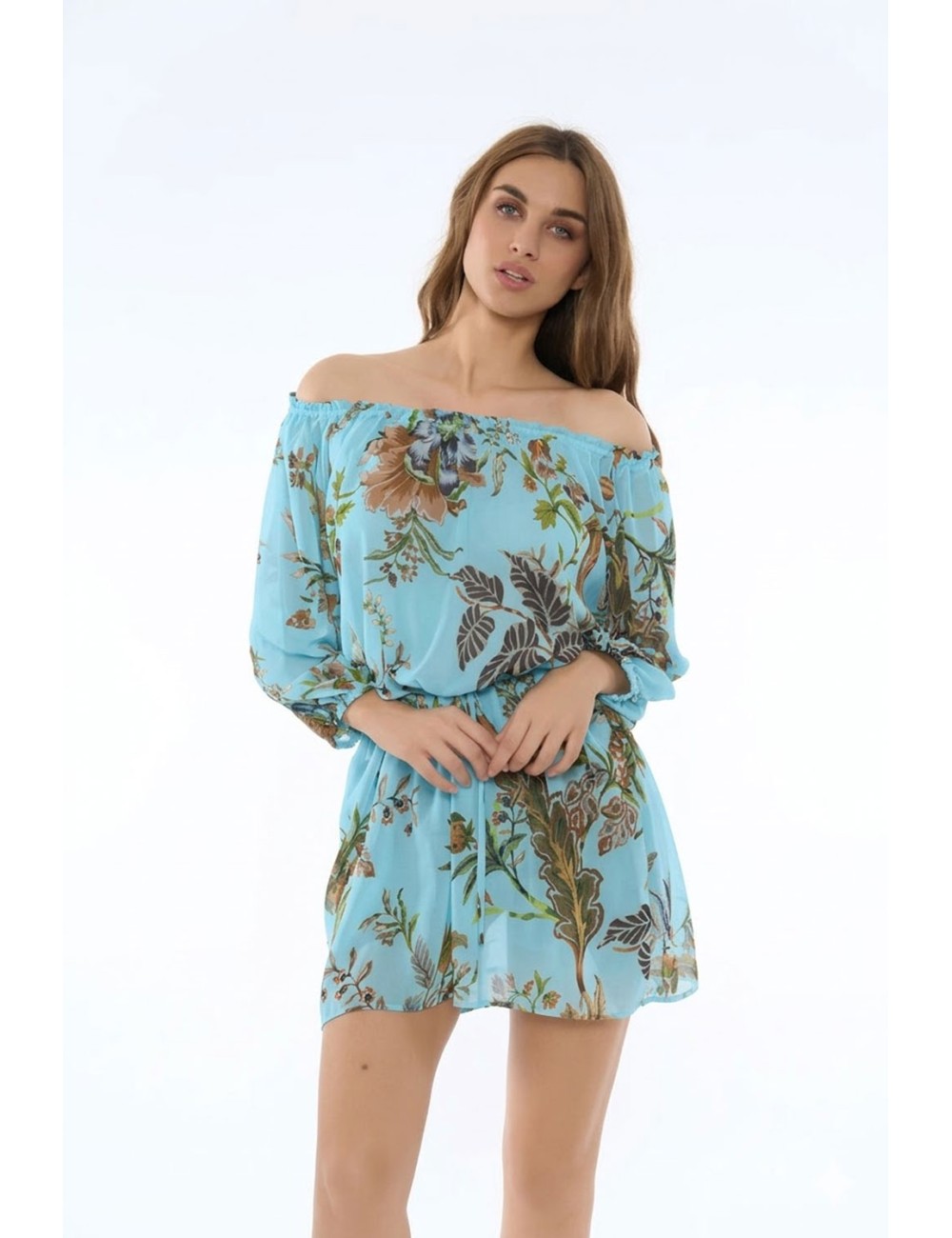 Miss bikini - abito corto scollo arricciato v6002d sila traz