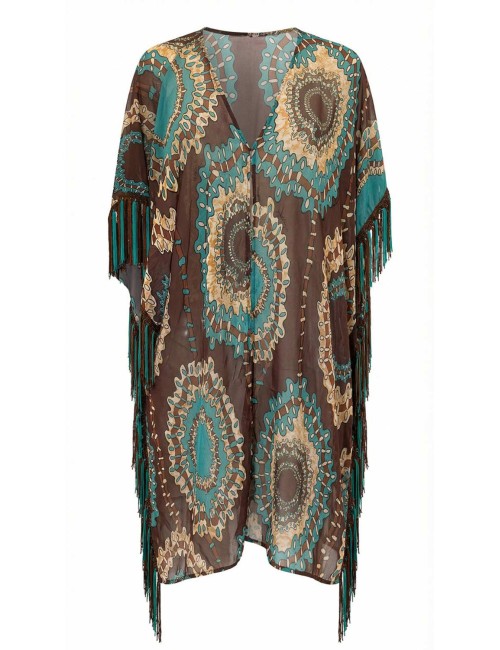 Miss bikini - poncho con frange v6019d w0458 cotu