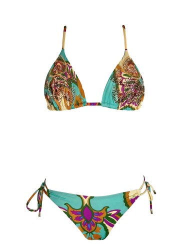 Miss bikini - bikini triangolo damascato con cristalli  v6031s w0636 datu