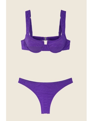Effek - bikini reggiseno con ferretto e slip americano fisso viola fk25-1142pr