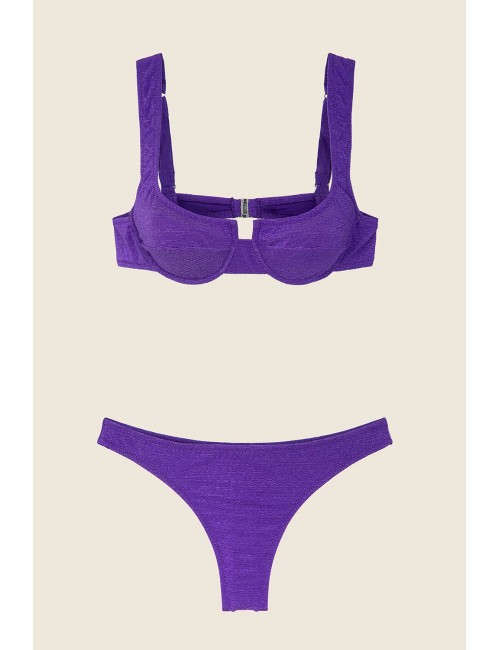 Effek - bikini reggiseno con ferretto e slip americano fisso viola fk25-1142pr