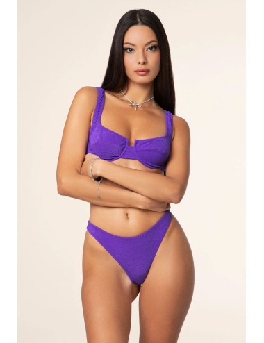 Effek - bikini reggiseno con ferretto e slip americano fisso viola fk25-1142pr