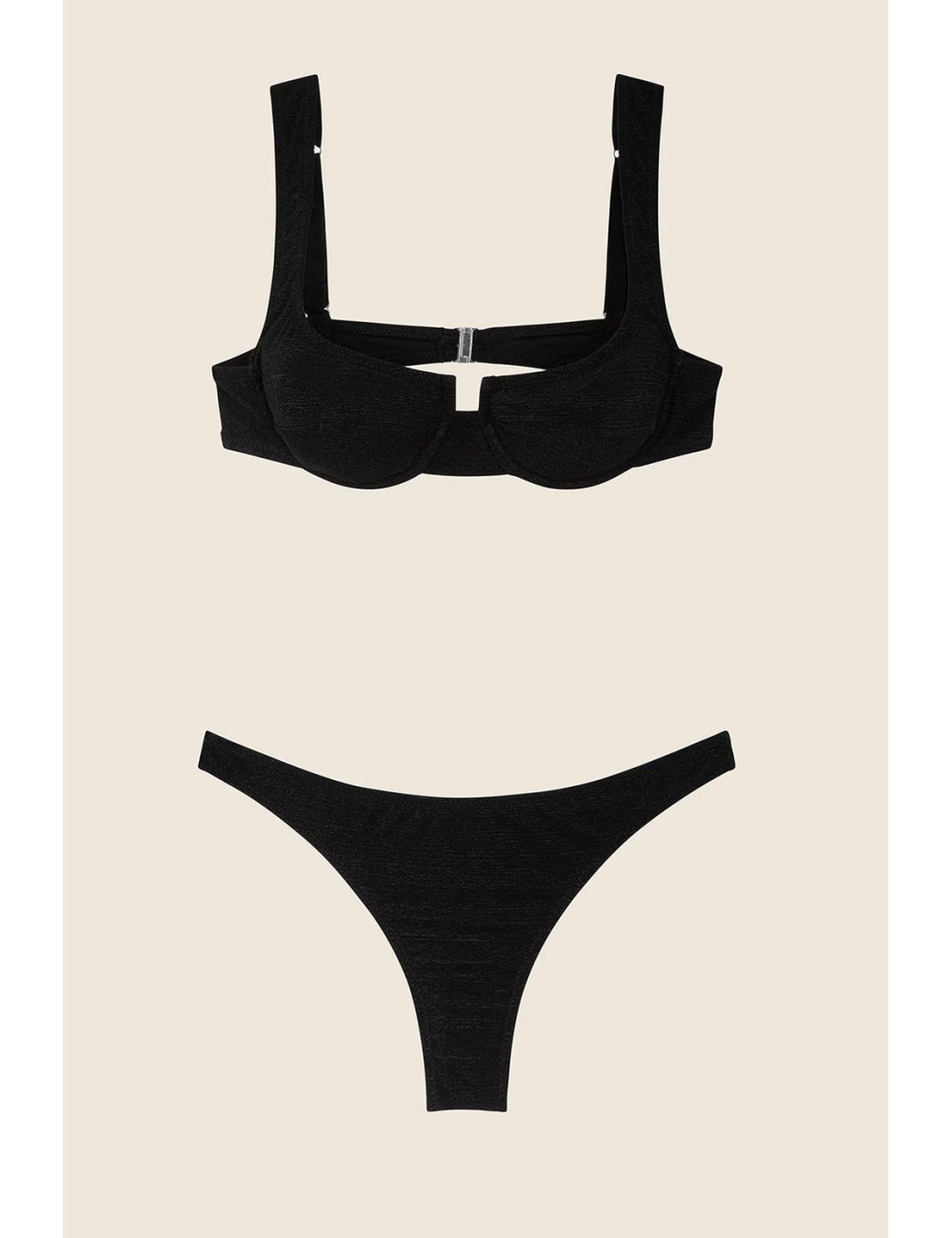 Effek - bikini reggiseno con ferretto e slip americano fisso nero fk25-1142bk