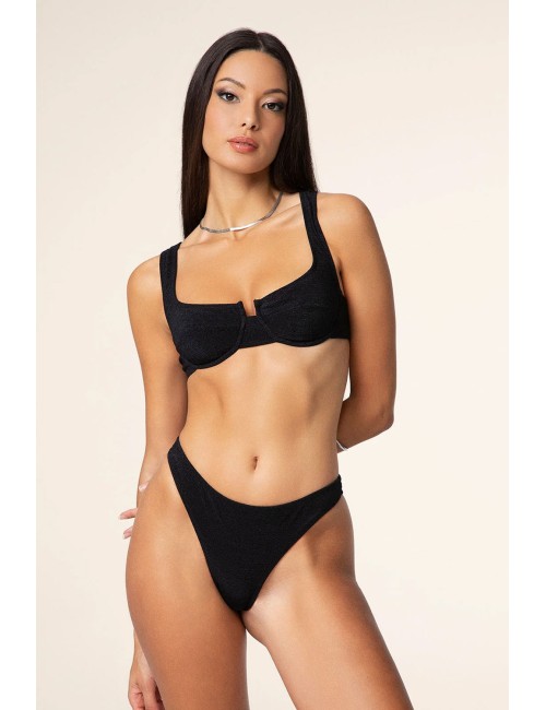 Effek - bikini reggiseno con ferretto e slip americano fisso nero fk25-1142bk
