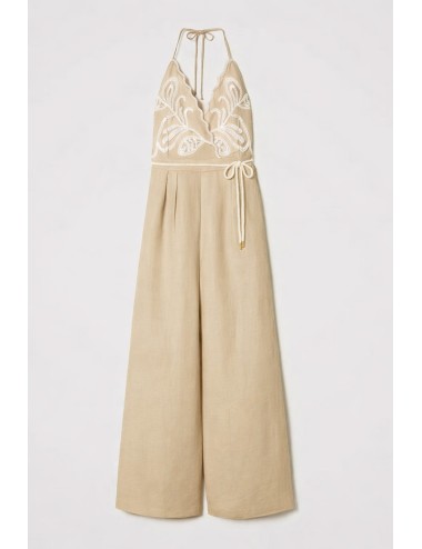 Tuta in misto lino con ricami bic. natural beige/madreperla 251lb2faa 12193 +++