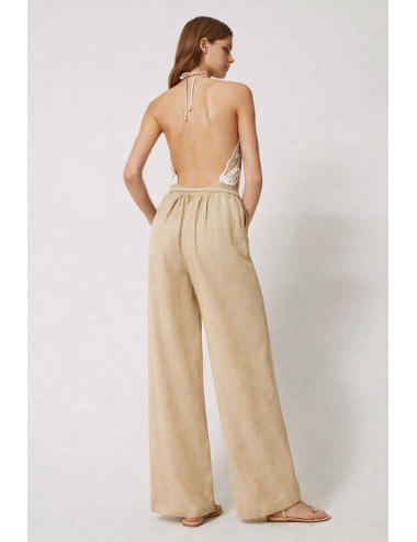 Tuta in misto lino con ricami bic. natural beige/madreperla 251lb2faa 12193 +++