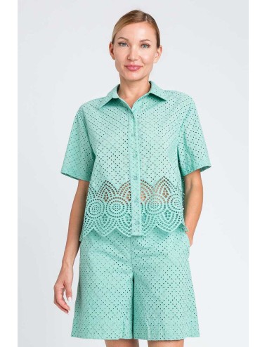 Camicia m/c pizzo macramè 251lm2vaa 12361 green marine +++