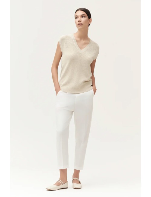 Gilet scollo a v maglia inglese lurex ww30020 sabbia