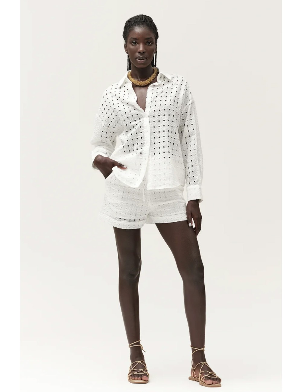 Camicia in pizzo san gallo ww30413 bianco