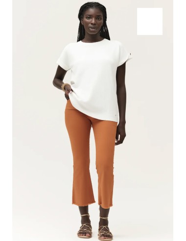 Pantalone a zampetta sfrangiato gambardine ww30509 bianco