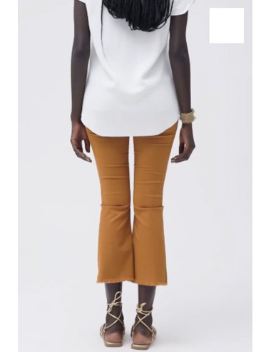 Pantalone a zampetta sfrangiato gambardine ww30509 bianco