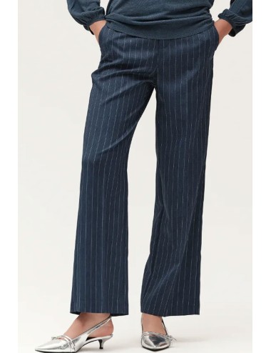 Pantalone gessato con vita elasticizzata ww30542 blu