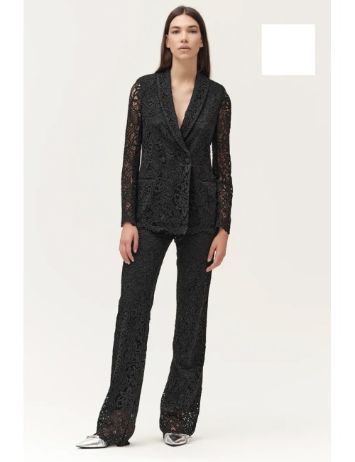 White wise - giacca doppiopetto in pizzo ww30545 sabbia