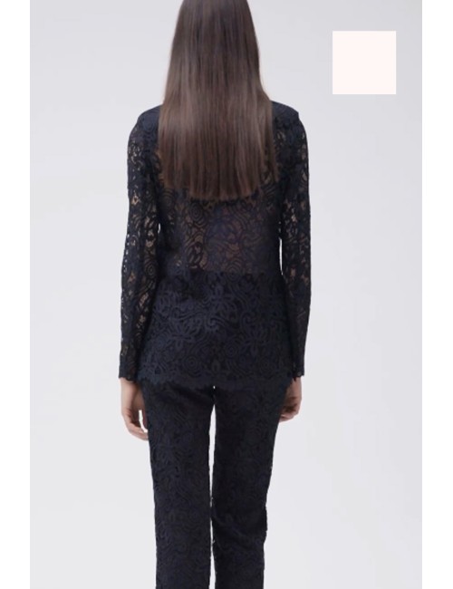 White wise - giacca doppiopetto in pizzo ww30545 sabbia