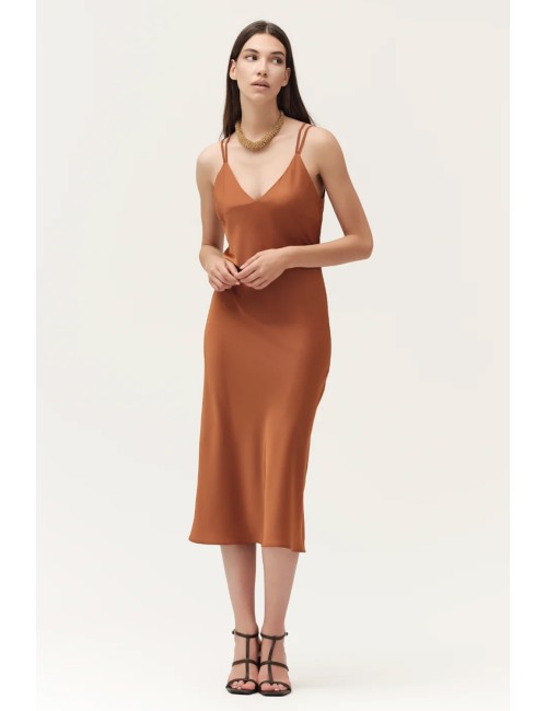 Abito in raso con bretelline ww30756 bruciato +++