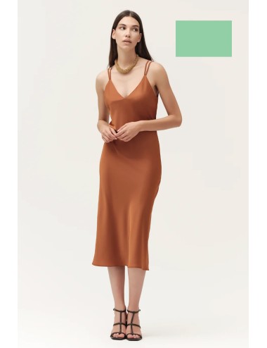 Abito in raso con bretelline ww30756 verde +++