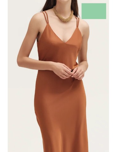 Abito in raso con bretelline ww30756 verde +++