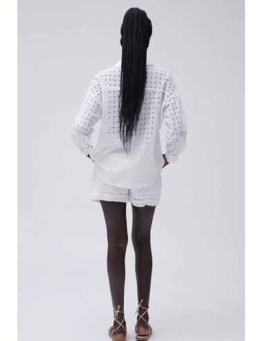 Pantaloncini con coulisse in pizzo sangallo ww30405 bianco