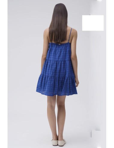 Abito corto con bretelline in sangallo ww30412 bianco