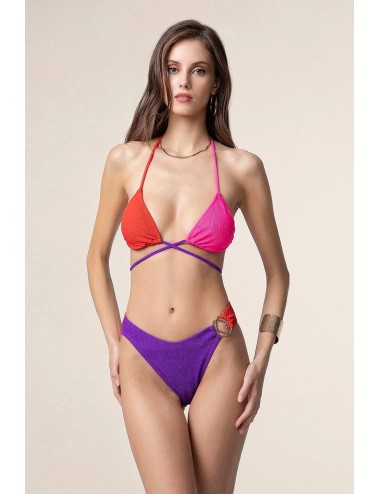 Mefui - bikini triangolo con slip fisso color block mf25-0500rd
