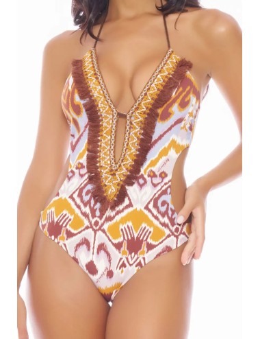 Miss bikini - costume intero con frange etniche v5071o w0636 grbe +++