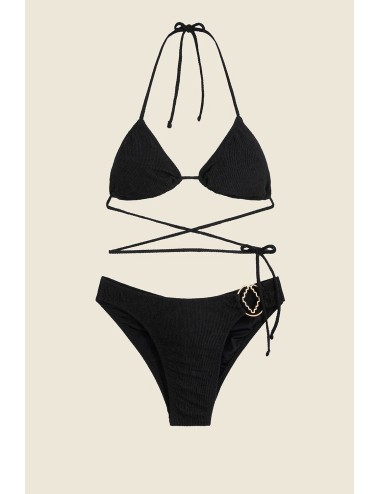 Mefui - bikini triangolo con slip fisso colore nero mf25-0500bk