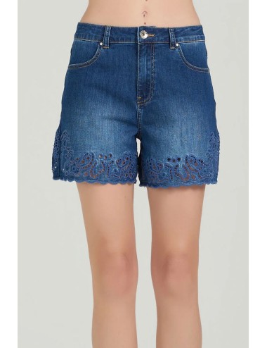 Take two - short flara con ricami dk02146 denim