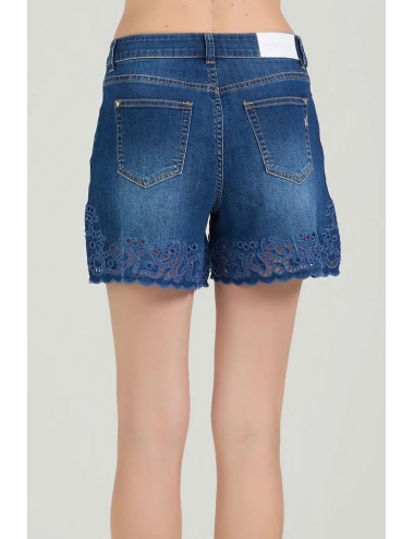 Take two - short flara con ricami dk02146 denim
