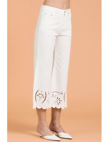 Take two - lily gabardina stretch con fondo ricamo dk02210 bianco